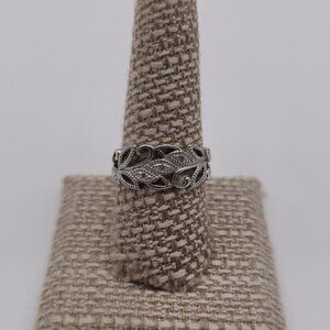 Size 9 Sterling Silver Triple Tiny Diamonds Ring A2348